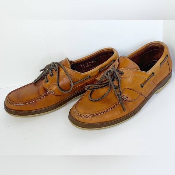 Allen Edmonds Other - Allen Edmonds Eastport Leather Casual Boat Shoes Slip On Lace Up Tan Men’s 8.5 D
